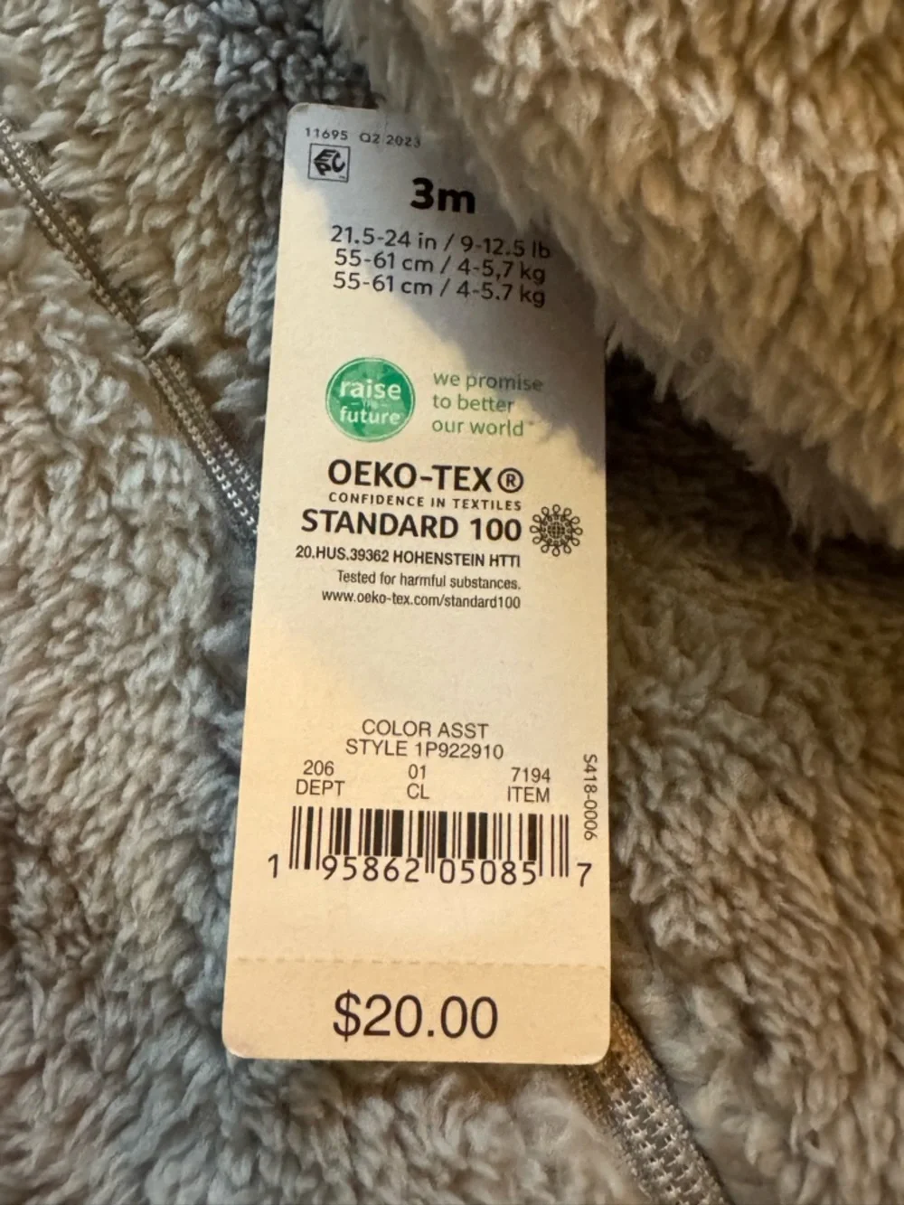 Cozy Teddy Fleece One-Piece in Light Gray - Baby Snowsuit 3 months